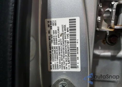 2010 Honda Accord Crosstour Exl z USA, uszkodzony, nr VIN 5J6TF2H52AL017187